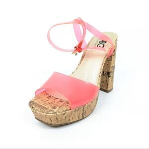 GBG Los Angeles Womens Shoes Pink Queen Platform Cork Block Heel Sandals Size 7